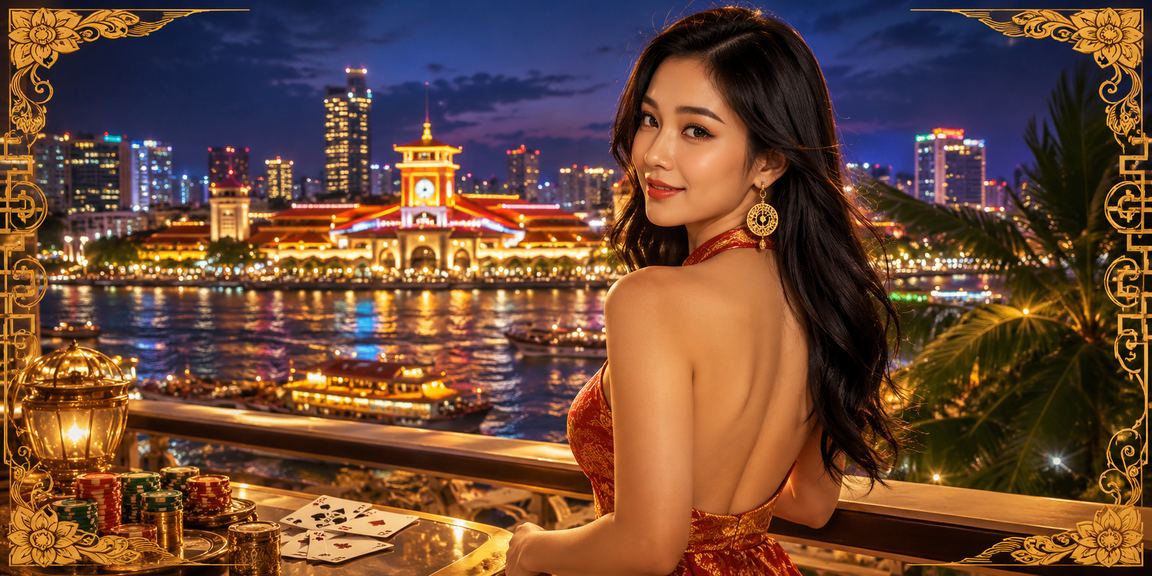 Người chơi tại TP. Hồ Chí Minh thư giãn trên bãi biển và tham gia game bài trực tuyến qua điện thoại