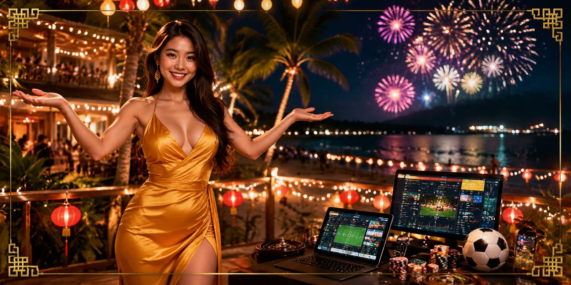 Khung cảnh bãi biển Phú Quốc với người dùng thư giãn và truy cập nền tảng giải trí trực tuyến 5600